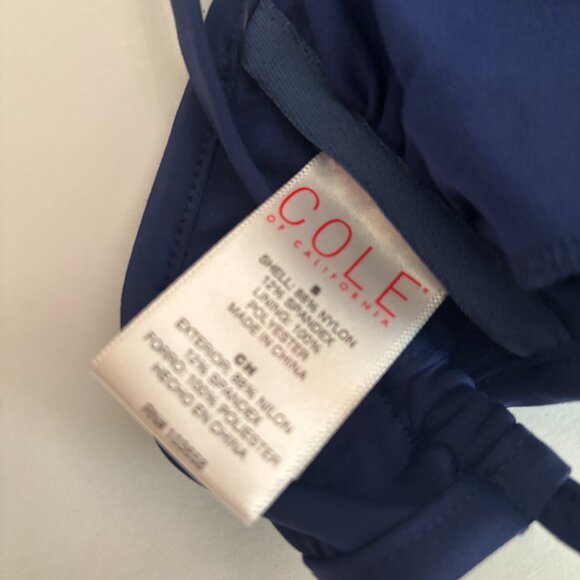 New Cole of California High Neck Bikini Swim Top Size Small, Navy Blue, Wireless - Picture 7 of 7